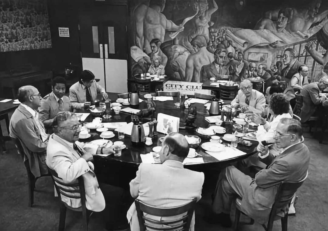 The Soviet Table with Mural in Background