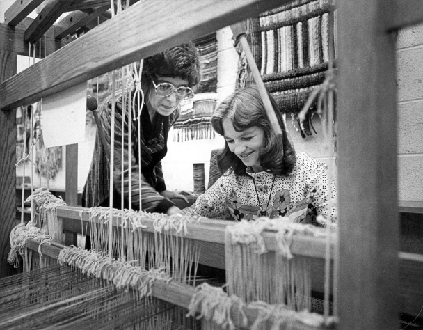 Student On Weaving Loom, 1975